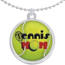Tennis Mom Ball Round Pendant Necklace Beautiful Fashion Jewelry - £8.58 GBP