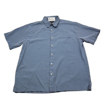 Weatherproof Shirt Mens L Blue Short Sleeve Button Up Casual Collared Top - £14.59 GBP