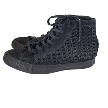 Converse All Star Black Suede Woven Hi Top Sneaker Womens 9 Shoes - £14.30 GBP