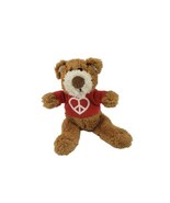 Russell Stover Small Teddy Bear w Red Peace Heart Shirt Stuffed Animal P... - £9.34 GBP
