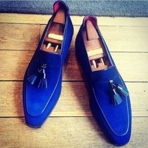 CLASSY BLUE Suede Leather LOAFER Style Original LEATHER Party Shoes For Men - $127.39