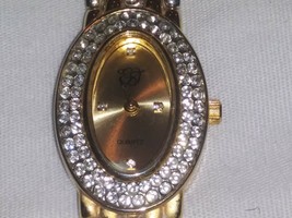 VINTAGE EJ LADIES WATCH WITH DIAMOND CHIPS CUBIC ZIRCONIA JAPAN MOVEMENT - $24.29