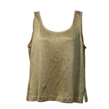 St John Basics Knit Tank Top Blouse Sz S Gold Metallic Thread Sparkle Ho... - $19.80