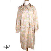 Vintage 70s Pastel Mod Shirtwaist Dress - Route One Tag - Button Up - L ... - £27.09 GBP