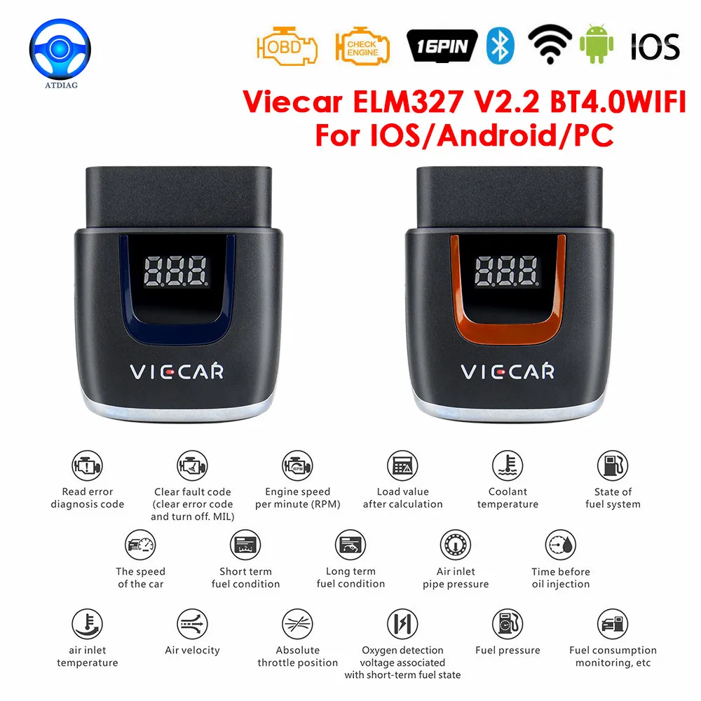 2021 Viecar OBD2 OBD II/EOBD Support for Windows/Android/iOS Viecar VP001-4 V2.2 - £73.70 GBP