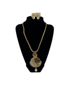 Fashion Costume Jewelry Necklace Earrings Set Gold Tone Rhinestones Faux... - £11.64 GBP