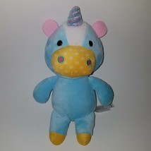 Skip Hop Blue Eureka Unicorn Plush 10&quot; Stuffed Animal Toy Lovey Yellow Pink - £15.78 GBP