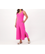 Cuddl Duds Regular Wide Leg Flexwear v-Neck Jumpsuit Raspberry Pink, Small - £23.28 GBP