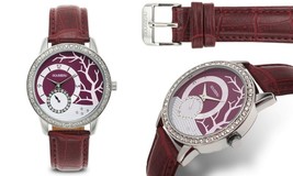 NEW Rousseau 14071 Womens Isole Tree Crystal Accent Silver/Purple Red Band Watch - £23.27 GBP