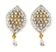 Gold Tone Crystal Dangle Drop Bridal Pierced Earrings - £22.15 GBP