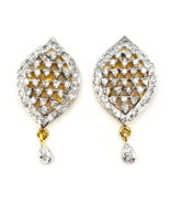 Gold Tone Crystal Dangle Drop Bridal Pierced Earrings - £22.13 GBP