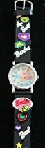 NOS child&#39;s Barbie quartz wristwatch with black 3-D rubber strap - £11.87 GBP