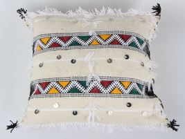 Handmade Pillow Cover in White with Red Berber Designs - £49.37 GBP