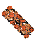 NEW Halloween Pumpkins &amp; Bats Cut Out Table Runner 36 x 13 inches orange... - £15.88 GBP