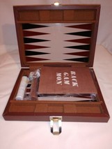 Vtg NOS Backgammon Set in Brown Faux Leather Travel Folding Case Hinges **Look** - £15.47 GBP