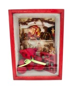Handcrafted Shadow Box 7.5 x 5.5 x 3 Red Teddy Bear Christmas - £22.61 GBP