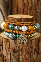 Chestnut 5pcs Boho Beaded Turquoise Bracelets Set - $19.25