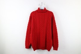 Vtg 90s Streetwear Womens Large Wool Knit Chunky Fisherman Turtleneck Sweater - £77.80 GBP