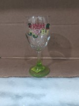 Cristar Green Stemmed Aragon Wine Glasses &quot;Treat your elf&quot; 10 Ounces, New  - £5.44 GBP
