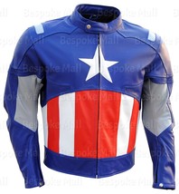 New Men&#39;s Captain America Civil War Cowhide Leather Biker Jacket Safety ... - $188.99+