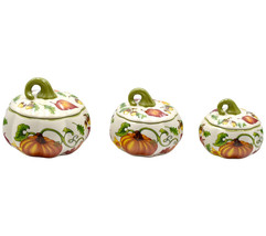 Temp-tations Seasonal Set of (3) Covered Pumpkin Bowls in - $989.99