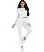 Two Piece Outfits for Women,Sexy Long Sleeve Crop Top &amp; Bodycon  (White,... - £17.62 GBP