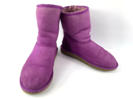 Ugg Australia Boot Kids Youth 5 Classic Shoes Purple Suede Shearling Sli... - $27.54
