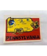 VINTAGE PENNSYLVANIA STATE SOUVENIR LUGGAGE TRAVEL WATER TRANSFER DECAL ... - €7,30 EUR