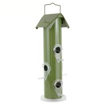 Outdoor Patio Garden 6-Perch Olive Green Metal Tube Bird Feeder - $86.49