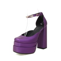 Women Shoes High Heels Platform Dress Shoes dark purple 2 stain 42 - £54.64 GBP