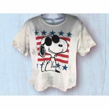 Snoopy Stars &amp; Stripes Marbled Crop Top- Size L - £12.45 GBP