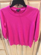 J CREW WOMENS FUCHIA SWEATER PULLOVER - 100% MERINO WOOL- SIZE MED - FRE... - $23.29
