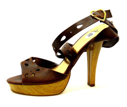 JOEY Ladies Womens Platform Heels Open-Toe Cross-Strap Brown Size 10 (M) - £36.01 GBP