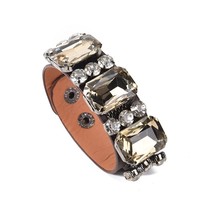 D&amp;D New Crystal Leather Bracelet with Buttons Adjust Size Buckle Bracelets &amp; Ban - £9.91 GBP