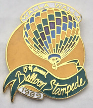 Walla Walla Balloon Stampede 1989 Vintage Pin 80s Gold Tone Enamel Hot Air - £7.09 GBP