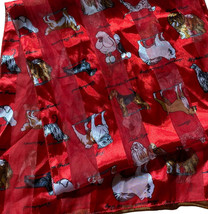 Scarf Dogs Red Stripes Sheer Rectangular 59” Long - £10.00 GBP