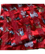 Scarf Dogs Red Stripes Sheer Rectangular 59” Long - $12.80