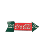 Vintage Ice Cold Coca-Cola Sold Here Metal Arrow Sign Slogan Logo Collec... - €16,92 EUR