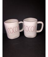 2 Rae Dunn Holiday Christmas COCOA Coffee Tea Mug Cup White Ceramic Larg... - $9.49