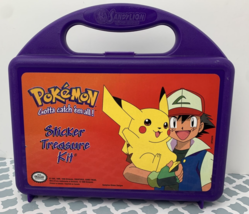 EMPTY - Vintage Pokemon Sticker Treasure Kit Carrying Case 1999 Pikachu Ash - £10.32 GBP