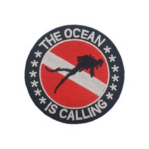 The Ocean is Calling Scuba Diver Embroidered Patch Iron On. Size: 3.5 X ... - £5.84 GBP