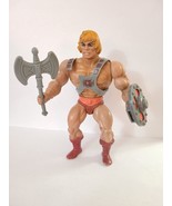 1982 Vintage MOTU He-Man with Axe Shield Armor &amp; Refurbished Legs - Read! - €51,57 EUR
