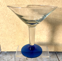 LARGE Mexican Hand Blown Blue Rim &amp; Base Margarita Martini Cocktail Glass HUGE - £16.11 GBP