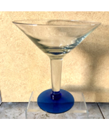 LARGE Mexican Hand Blown Blue Rim &amp; Base Margarita Martini Cocktail Glas... - £16.01 GBP