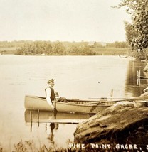 RPPC Canoe Pine Point Shore Maine 1900-1910s Salmon Lake Eastern Illust PCBG7A - $29.99