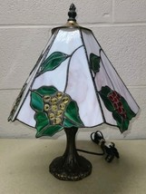 Vintage Tiffany Style Table Lamp Stained Glass Cast Bronze Base Victoria... - $69.89