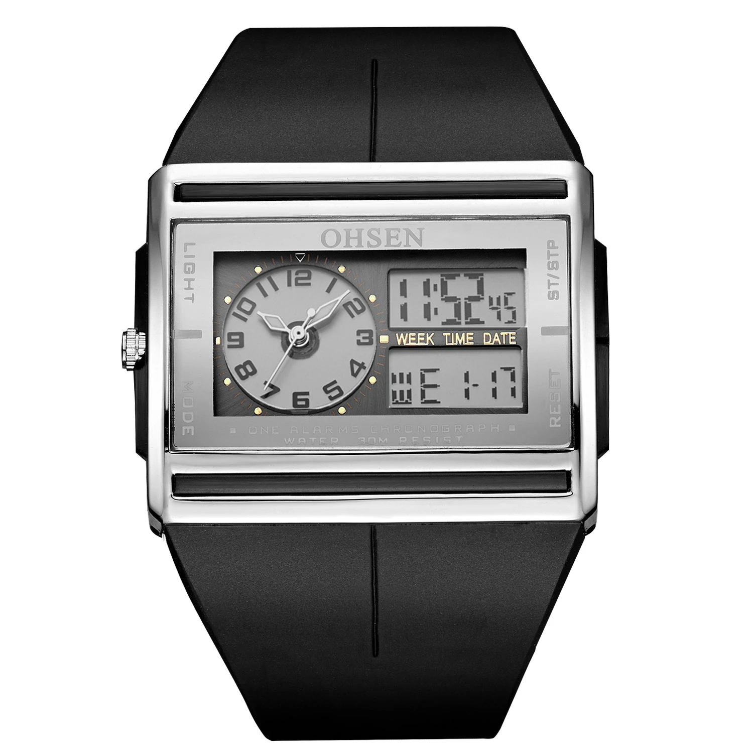 OHSEN Men Dual Display  50M Waterproof Outdoor  Black  watch  Shock Cloc... - £96.19 GBP