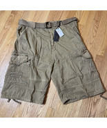 PJ Mark Shorts NEW Men 42 Tan Brown Belted Cargo Chino Khaki Baggy Outdo... - €19,39 EUR