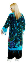 Teal Turquoise Blue Peacock Bohemian Gypsy Velvet Kimono Bohemian Goddess Duster - £231.80 GBP
