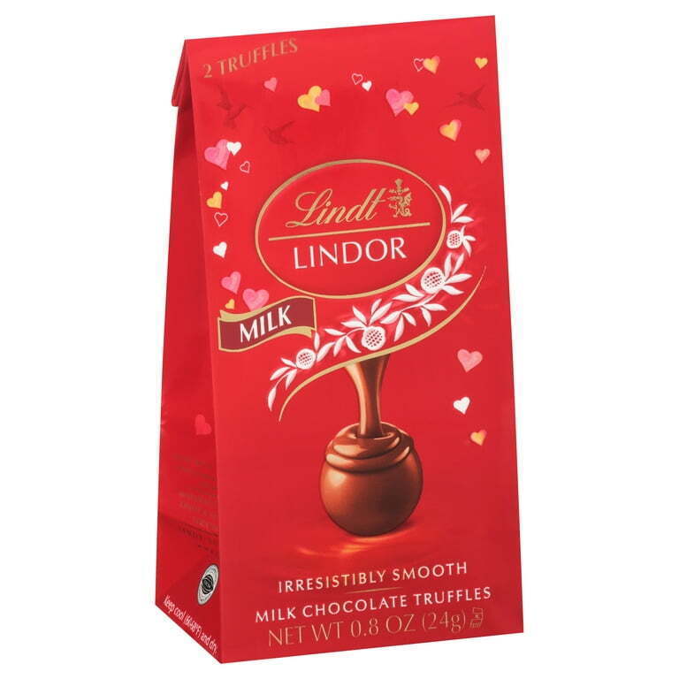 Lindt LINDOR Valentine's Milk Chocolate Truffles Mini Bag, 0.8 oz. Bag